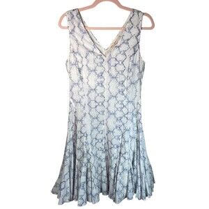 Rebecca Taylor Snake Skin Cotton Fit And Flounce Summer Sundress Size 4‎